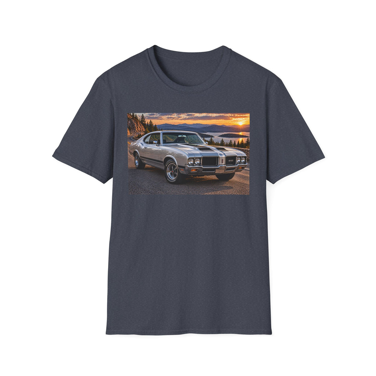 Classic Muscle Car T-Shirt – Vintage Oldsmobile Sunset Graphic Tee