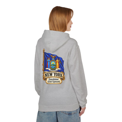 New York State Flag Hoodie – "Excelsior (Ever Upward)" Graphic Pullover