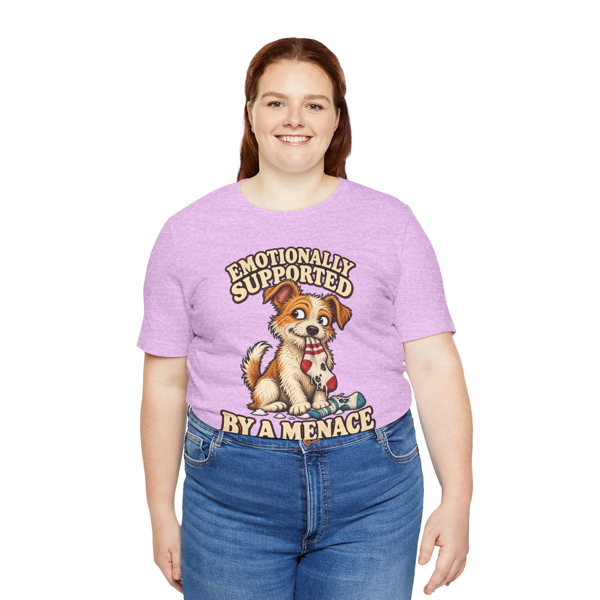 Emotionally Supported by a Menace Tee — Cute Puppy Graphic T‑Shirt