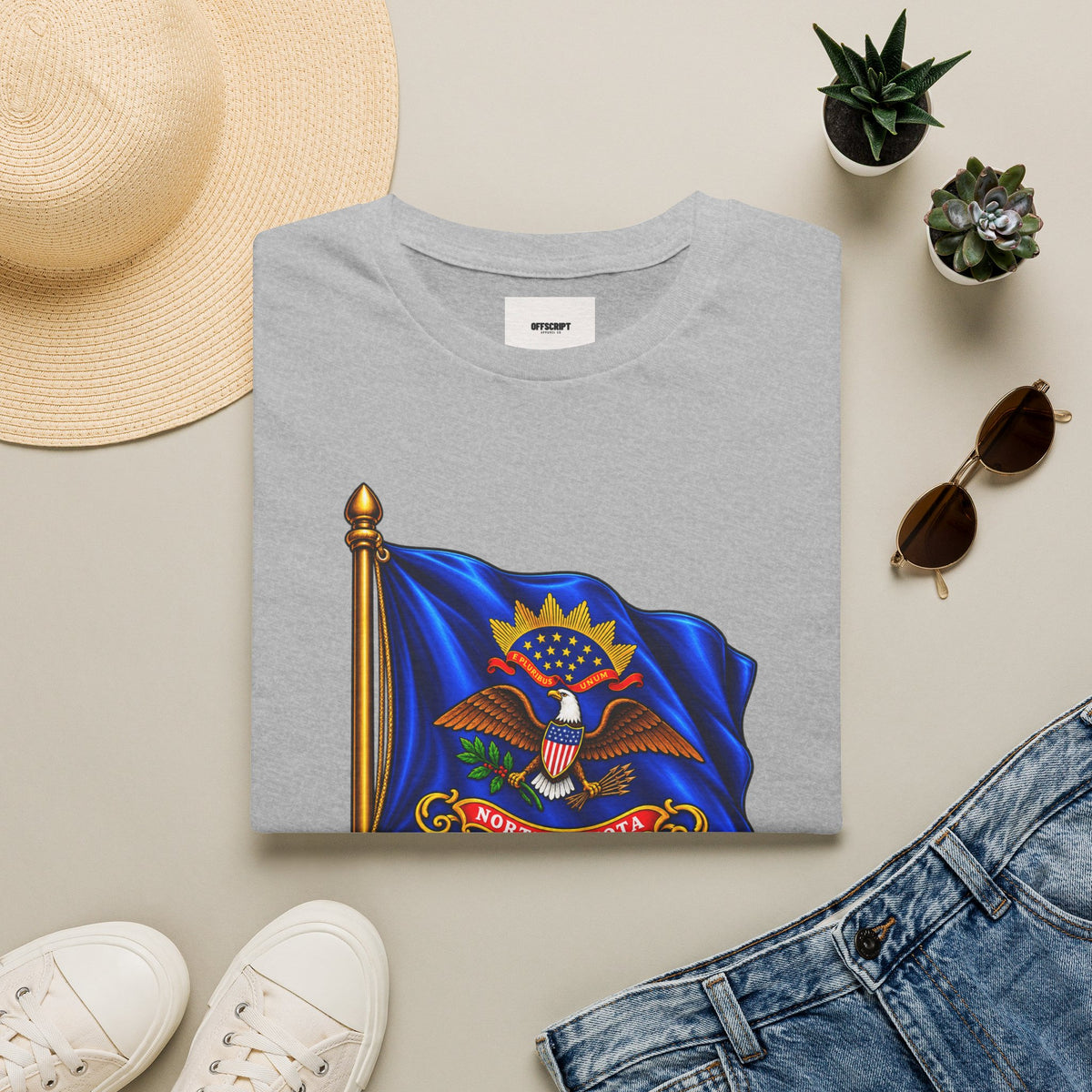 North Dakota State Flag T-Shirt — Liberty and Union Quote
