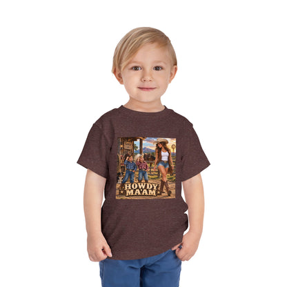 Toddler Tee — "Howdy Ma'am" Cowgirl Graphic Kids Shirt