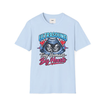 Ultrasound Twins T‑Shirt — Tiny Humans Big Hearts Pregnancy Tee