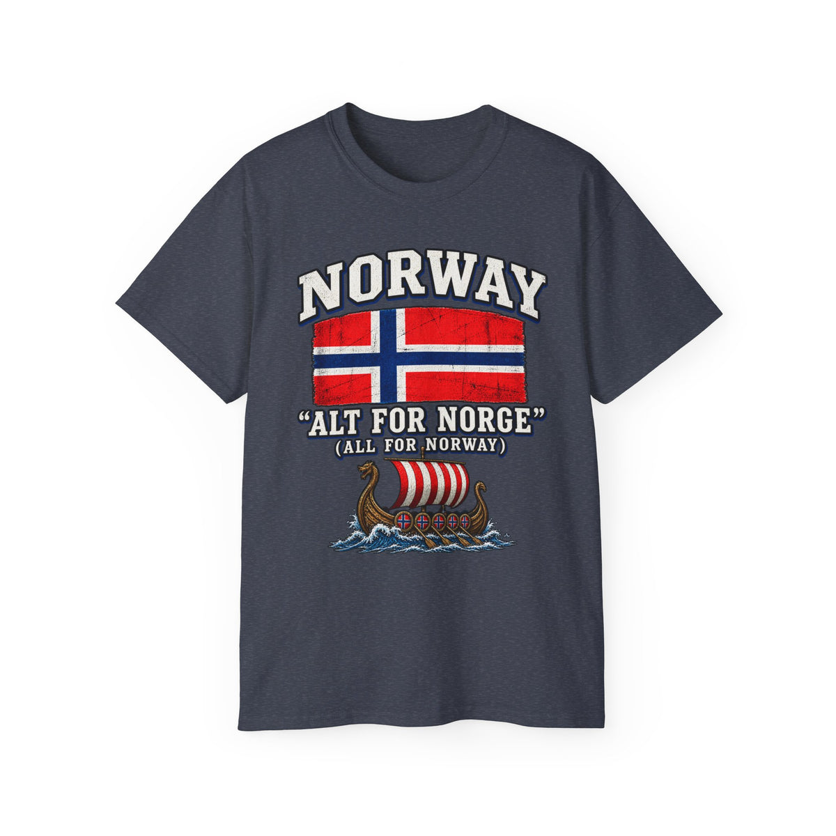 Norway Flag Viking Ship T‑Shirt — "Alt For Norge" Patriotic Tee