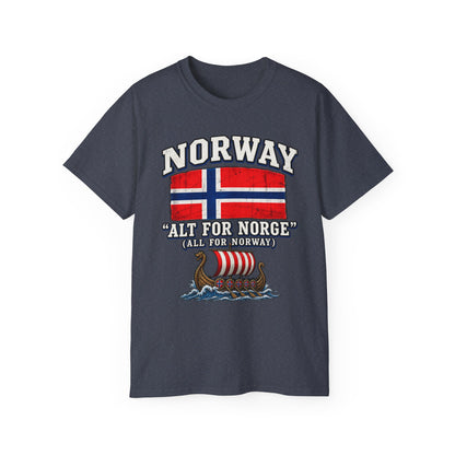 Norway Flag Viking Ship T‑Shirt — "Alt For Norge" Patriotic Tee