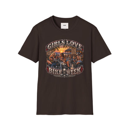 Girls Love Bike Week T-Shirt — Biker Bar Sunset Graphic Tee