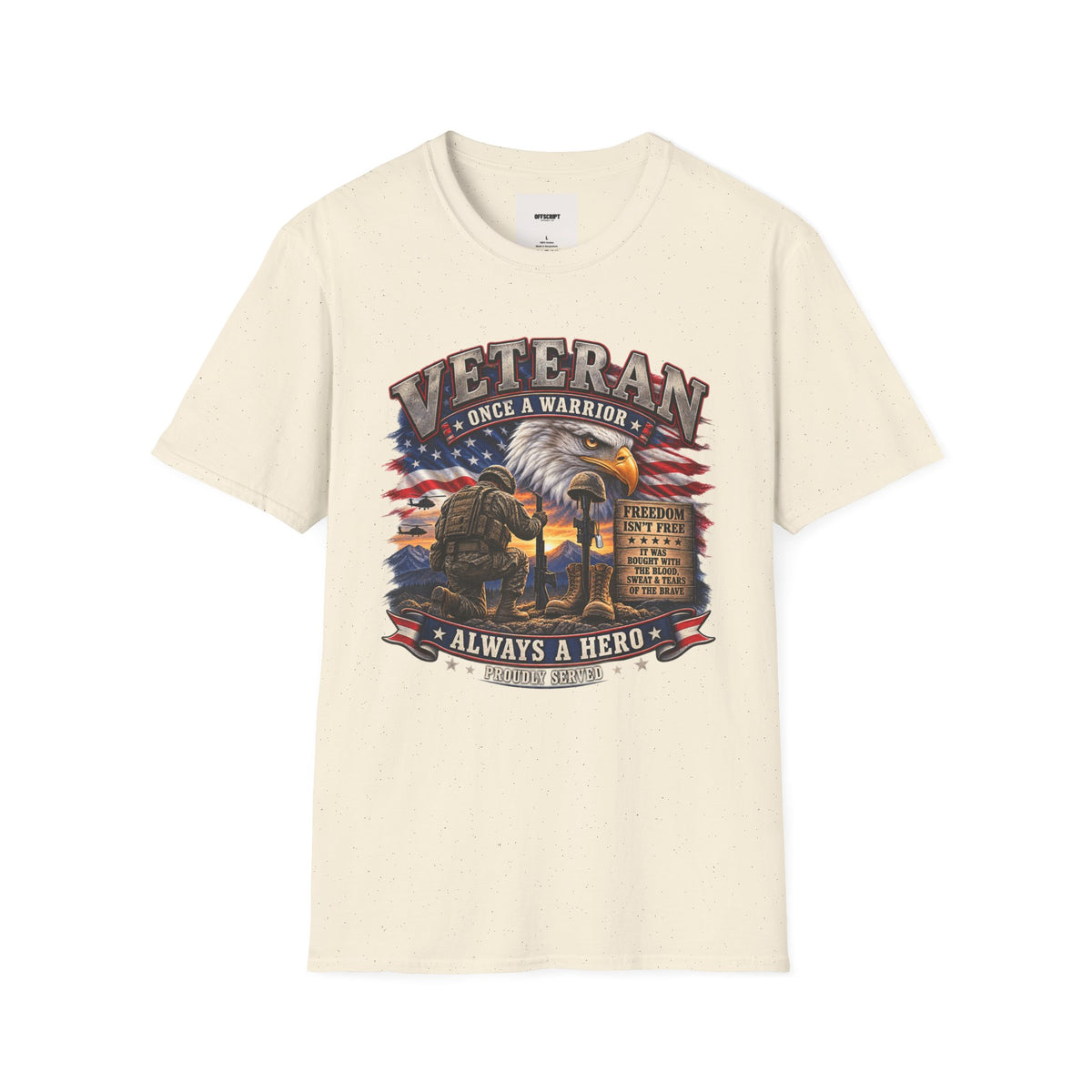 Veteran Once a Warrior T-Shirt — Patriotic Eagle & Flag Military Tribute