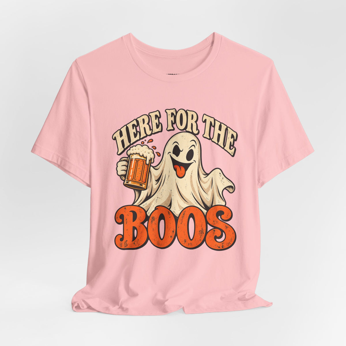 Here for the Boos Halloween T-Shirt — Ghost Drinking Beer Graphic Tee