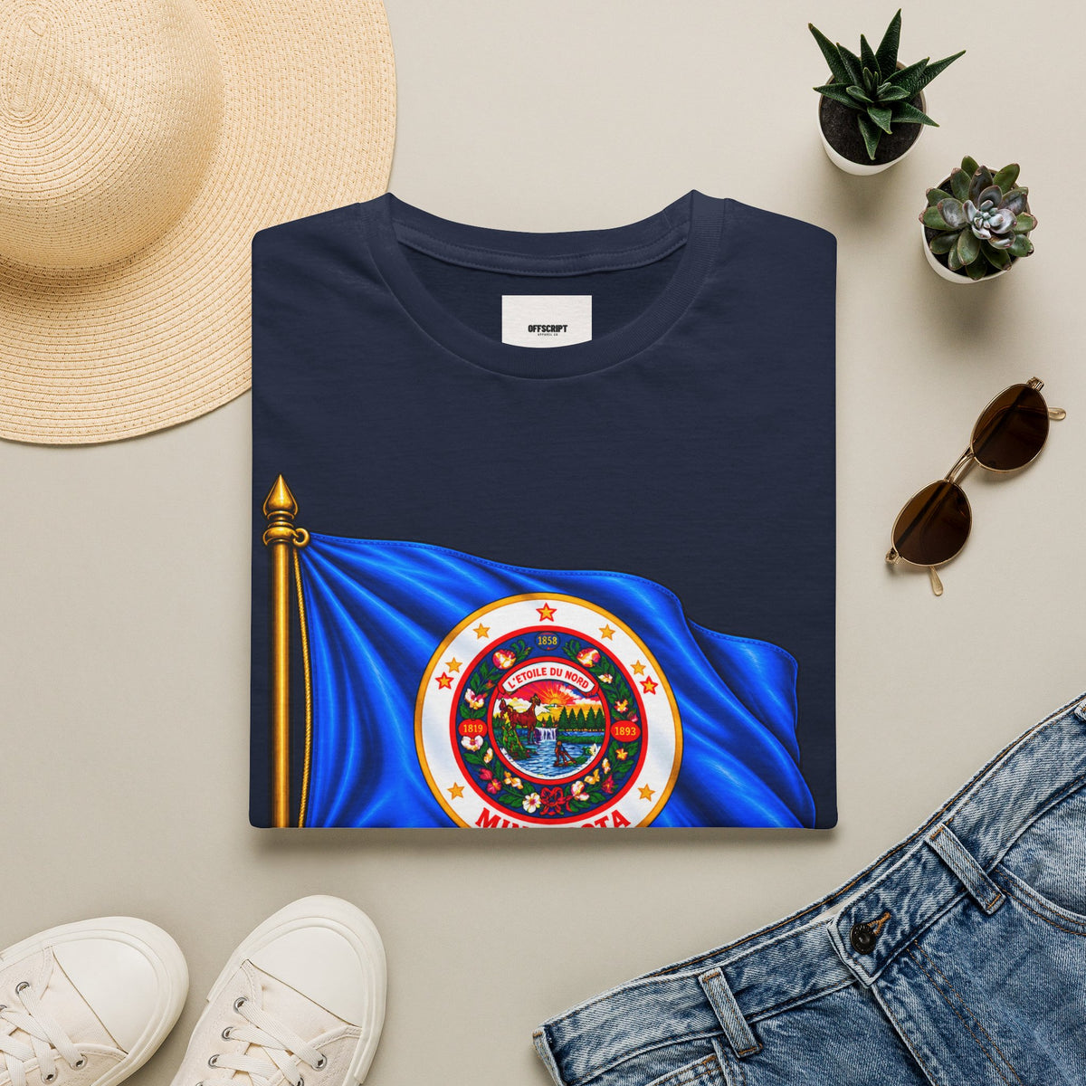 Minnesota Flag T-Shirt - 'Minnesota: L'Étoile du Nord / The Star of the North' Graphic Tee