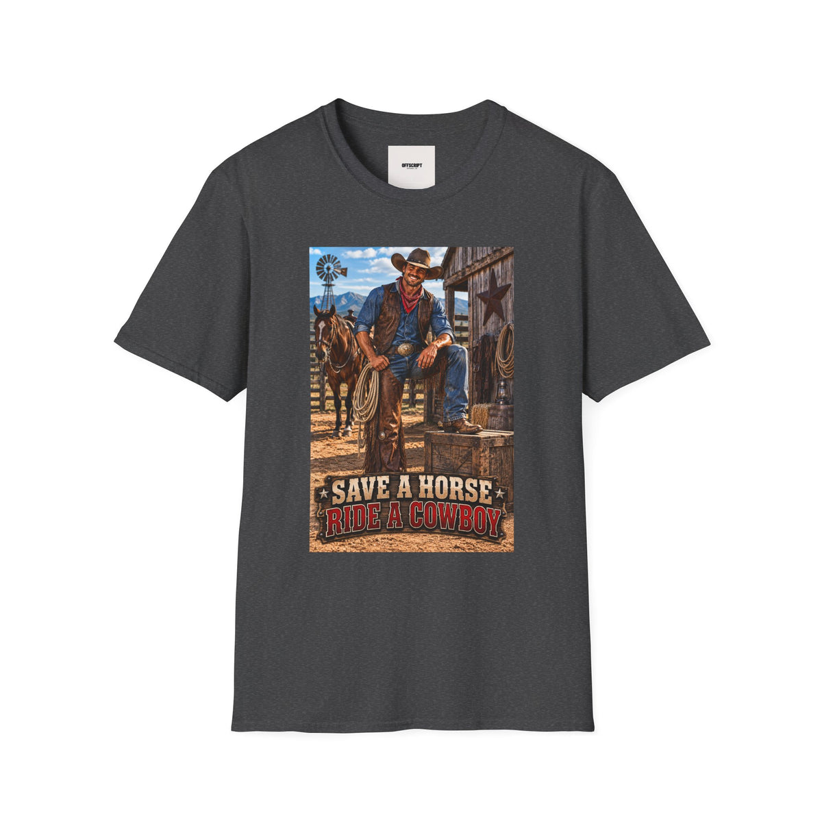 Cowboy Graphic T-Shirt — “Save a Horse, Ride a Cowboy” Western Tee