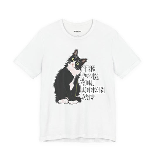 Tuxedo Cat Tee — "The F*ck You Lookin' At?" Graphic Shirt