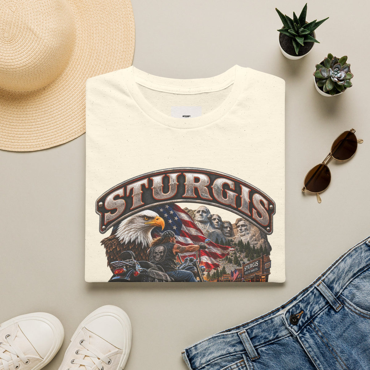 Sturgis Bike Week T-Shirt — American Eagle & Mount Rushmore Motorcycle Tee