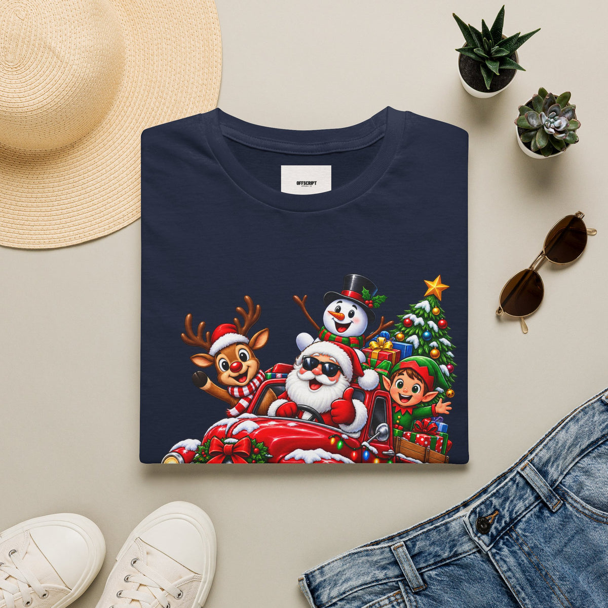 Christmas Crew T‑Shirt — Santa, Reindeer & Snowman Holiday Tee