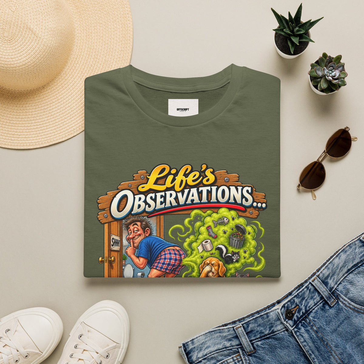 T-Shirt — Life’s Observations Funny Graphic Tee ("Your Farts Don’t Smell Like Sunshine & Rainbows")