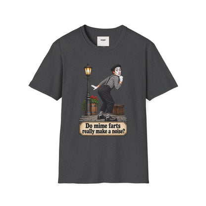 Mime Graphic T-Shirt — "Do Mime Farts Really Make a Noise?" Vintage Street Performer Tee