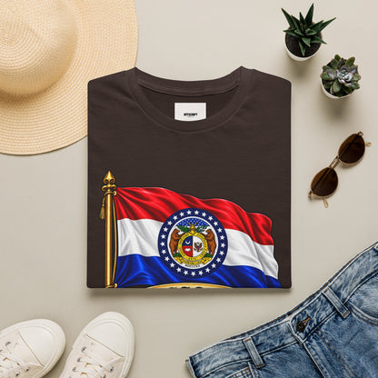 Missouri Flag T‑Shirt — State Seal & Motto Folded Flag Tee
