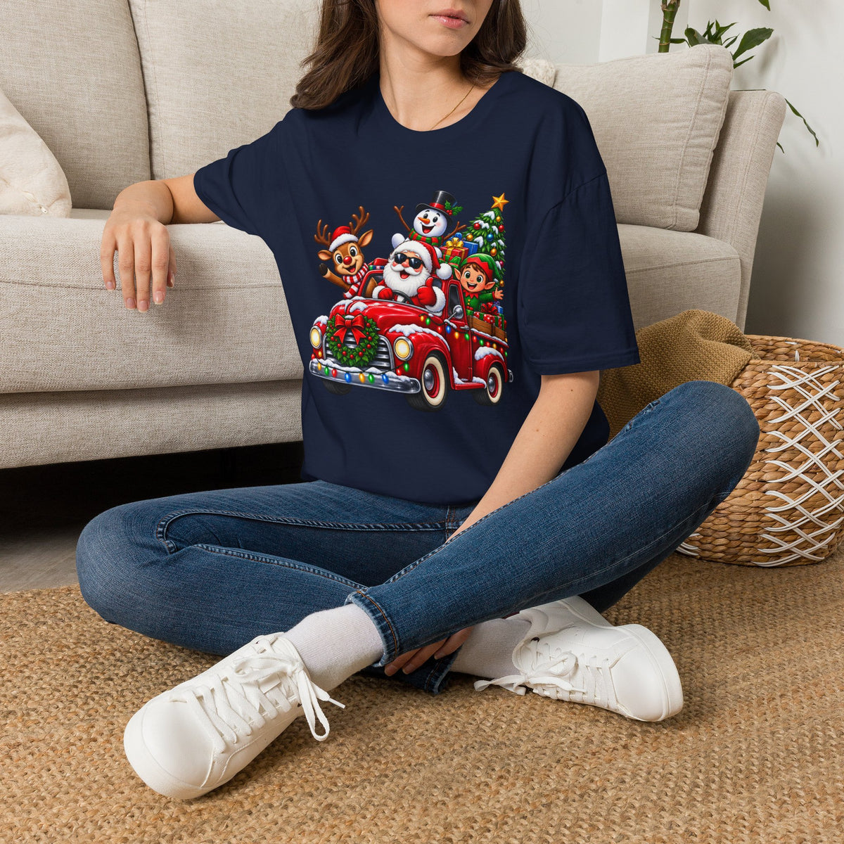 Christmas Crew T‑Shirt — Santa, Reindeer & Snowman Holiday Tee