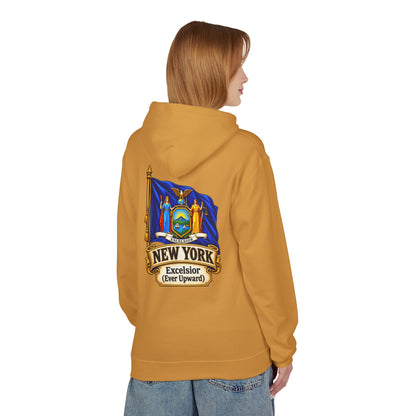 New York State Flag Hoodie – "Excelsior (Ever Upward)" Graphic Pullover