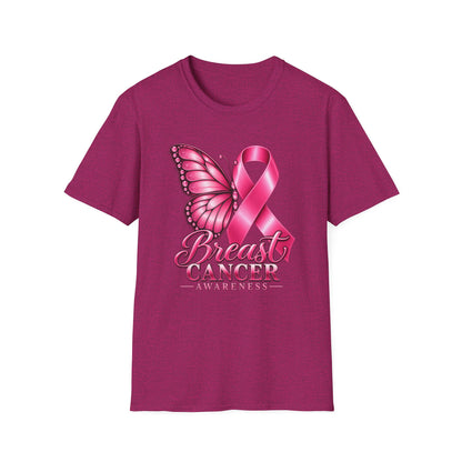Pink Ribbon Butterfly Breast Cancer Awareness T-Shirt | Support Ribbon Tee