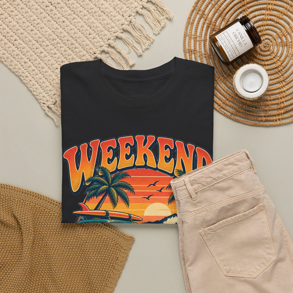 Weekend State of Mind Tee – Retro Surf Van Sunset T-Shirt