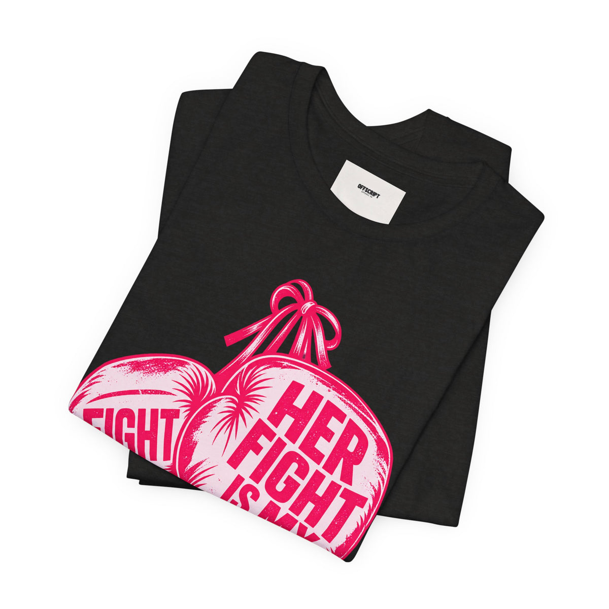 Breast Cancer Awareness Tee – “Her Fight Is My Fight” Boxing Gloves T-Shirt