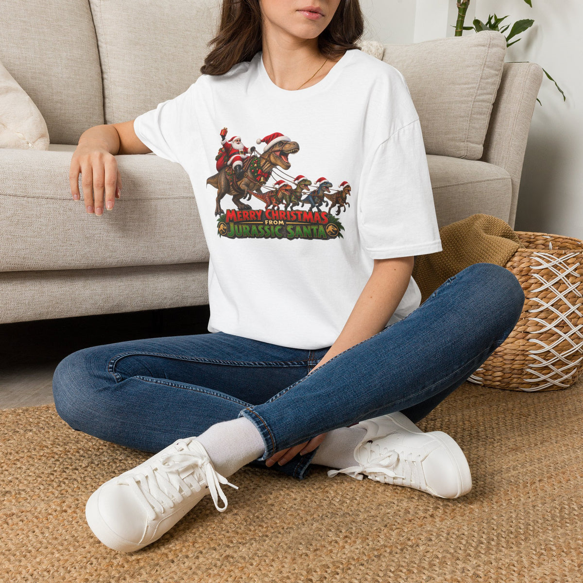 Christmas Dinosaur T-Shirt — “Merry Christmas from Jurassic Santa” Holiday Tee