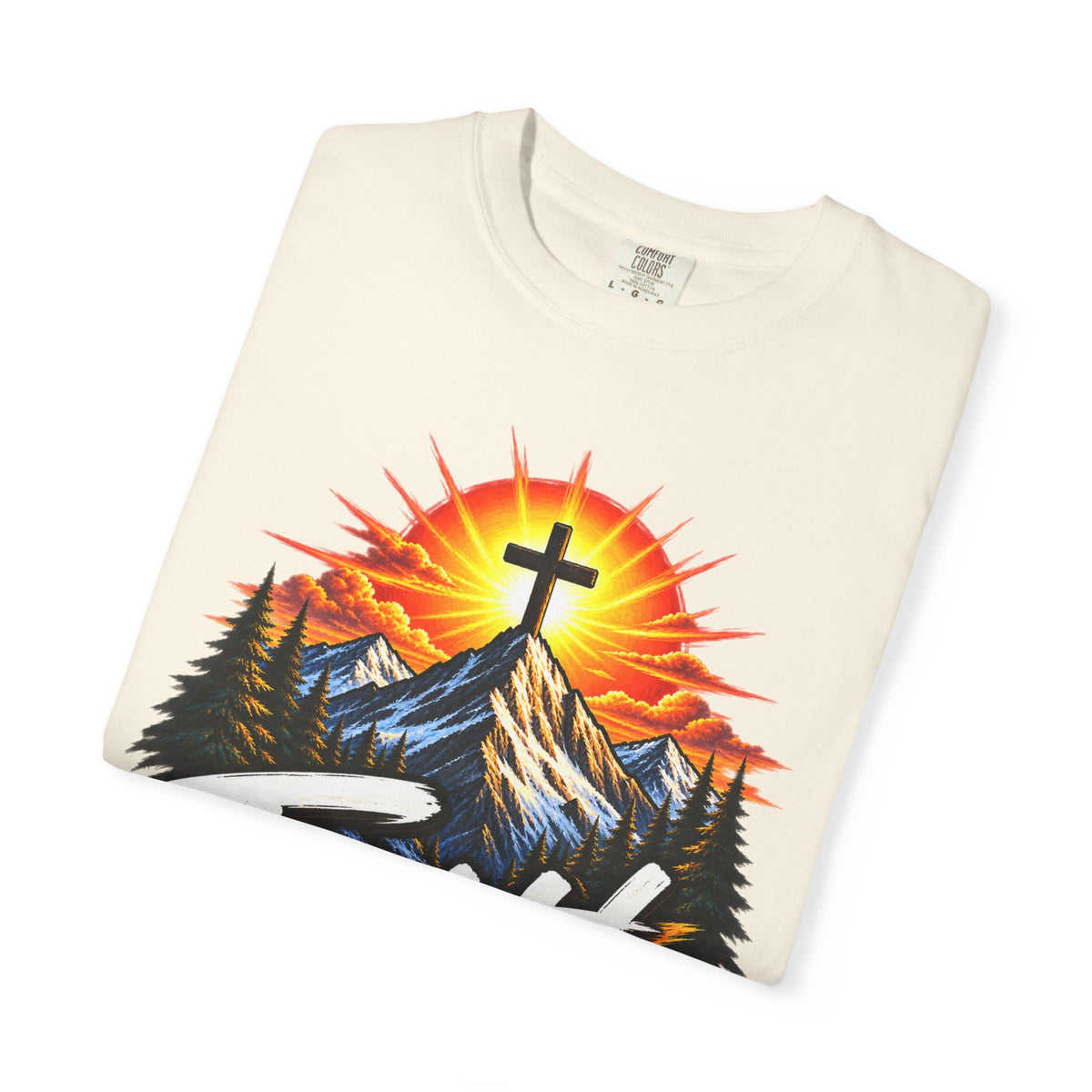 Faith Can Move Mountains T-Shirt | Christian Cross Mountain Graphic
