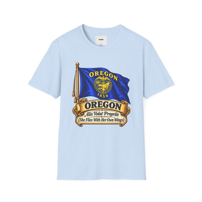 Oregon State Flag T-Shirt — 'Allis Volat Propria' Vintage Banner Tee