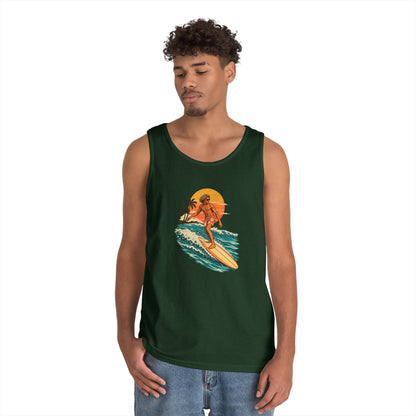 Surfing Sunset Tank — Retro Surfer Graphic Tank Top