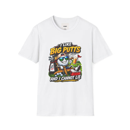 I Like Big Putts Golf T-Shirt — Funny Golf Cartoon 'And I Cannot Lie' Shirt