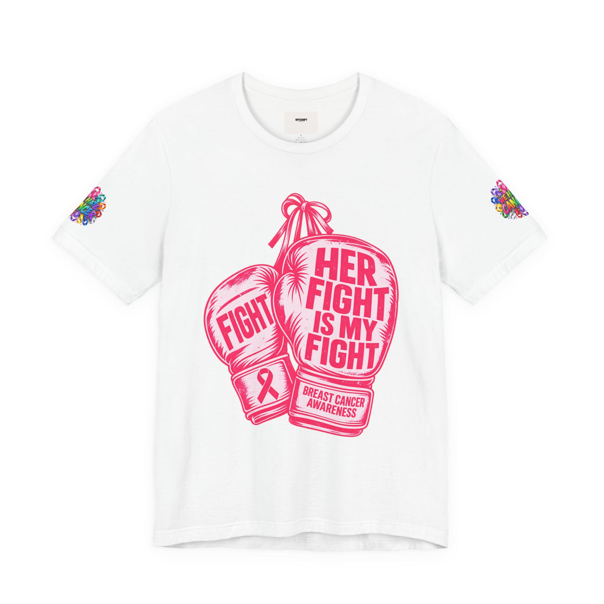 Breast Cancer Awareness Tee – “Her Fight Is My Fight” Boxing Gloves T-Shirt