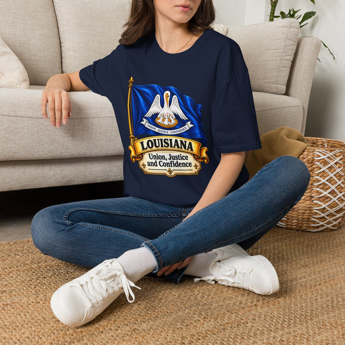 Louisiana State Flag T-Shirt — Pelican Emblem "Union, Justice & Confidence" Tee