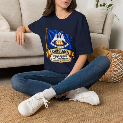 Louisiana State Flag T-Shirt — Pelican Emblem "Union, Justice & Confidence" Tee