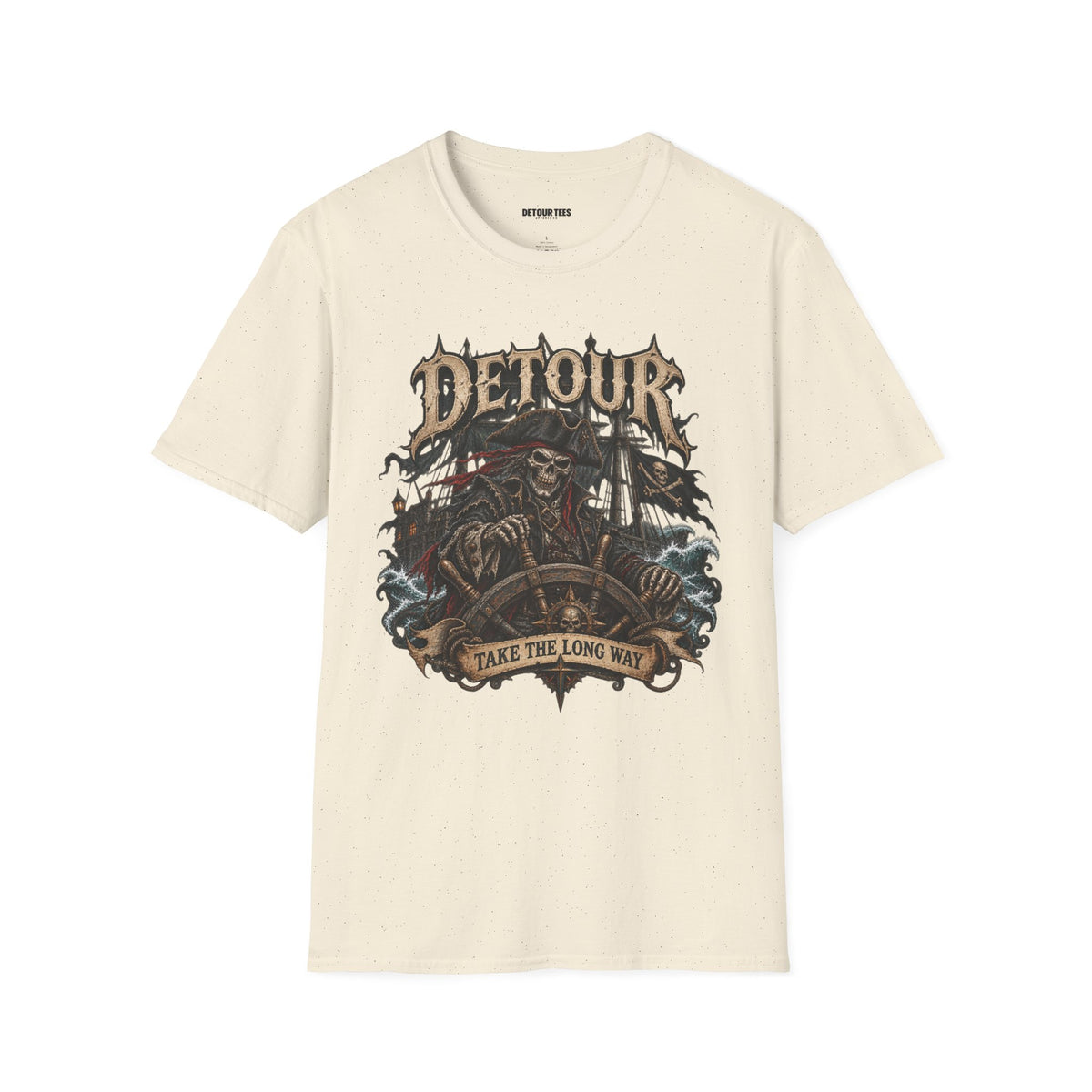 Detour Skull T-Shirt — "Take the Long Way" Vintage Biker Graphic Tee