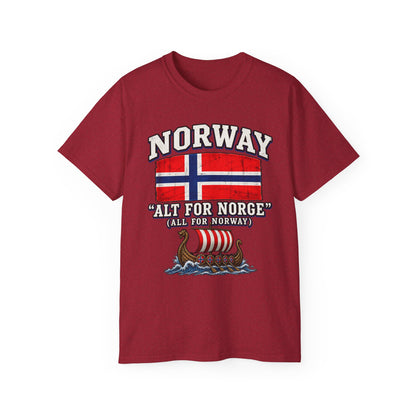 Norway Flag Viking Ship T‑Shirt — "Alt For Norge" Patriotic Tee