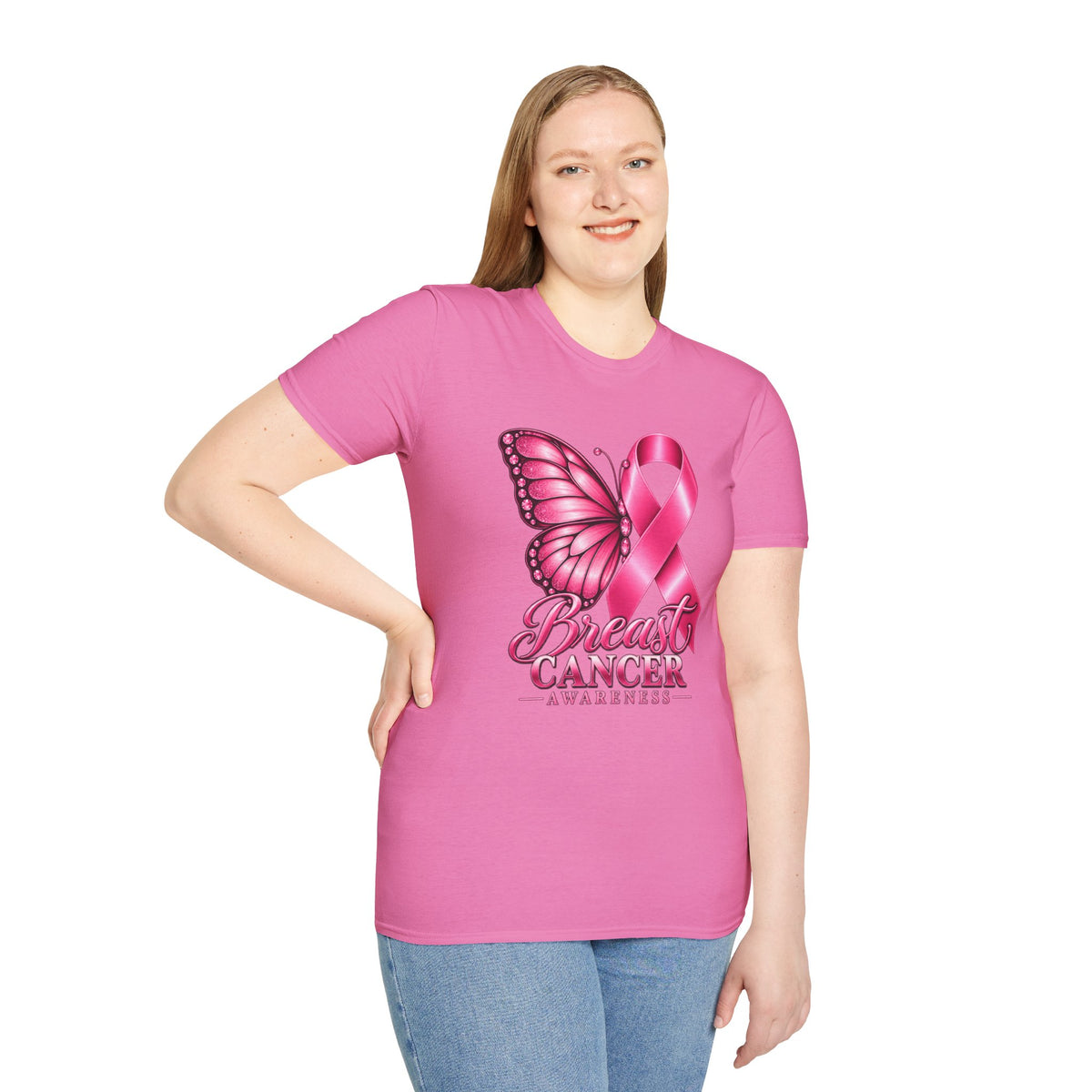 Pink Ribbon Butterfly Breast Cancer Awareness T-Shirt | Support Ribbon Tee