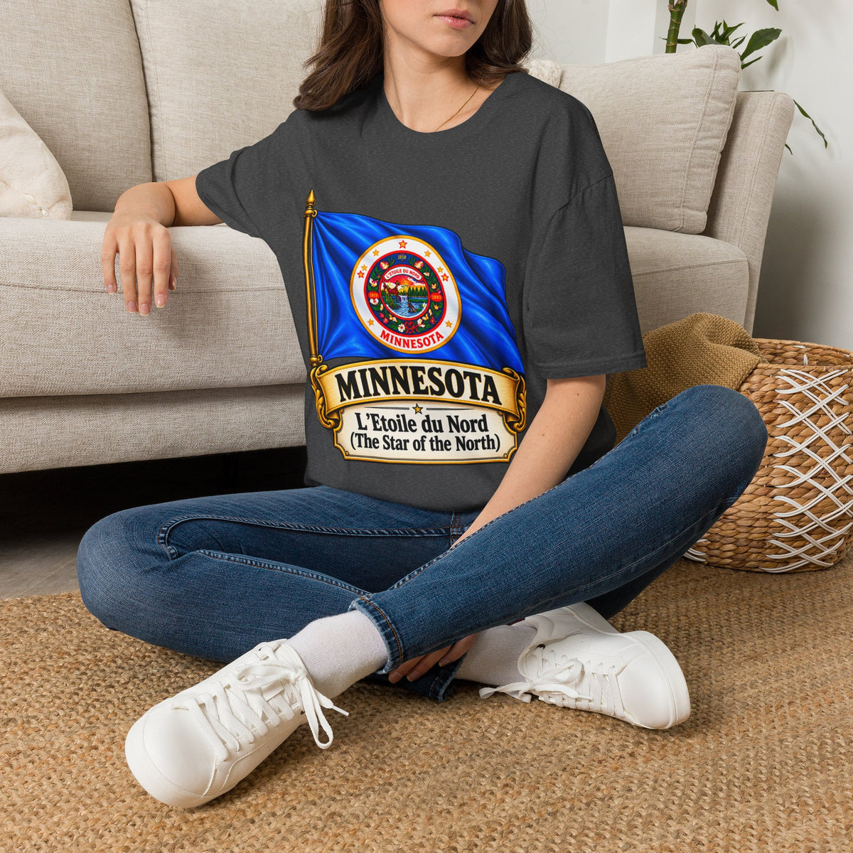 Minnesota Flag T-Shirt - 'Minnesota: L'Étoile du Nord / The Star of the North' Graphic Tee