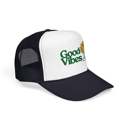 Good Vibes Sun Trucker Hat — Retro Sunny Graphic Foam Cap