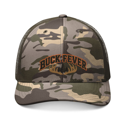 Camouflage Trucker Hat — Embroidered 'Buckfever' Buck Antler Logo