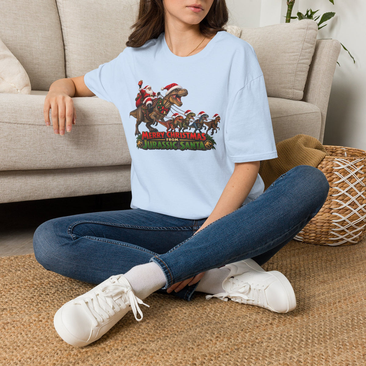 Christmas Dinosaur T-Shirt — “Merry Christmas from Jurassic Santa” Holiday Tee