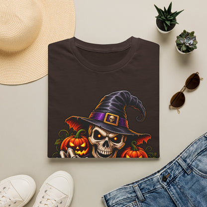 Halloween Skull Witch T-Shirt — Trick or Treat Pumpkin Graphic Tee
