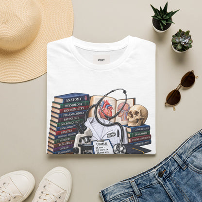 Medical Student Study Stack T‑Shirt — Anatomy, Physiology & USMLE Prep Design