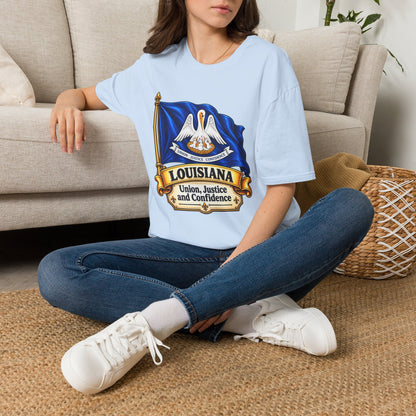 Louisiana State Flag T-Shirt — Pelican Emblem "Union, Justice & Confidence" Tee