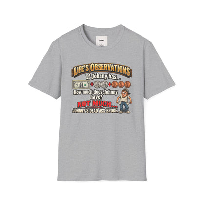 Life's Observations "If Johnny Has..." Graphic T-Shirt — Funny Money Puzzle Tee