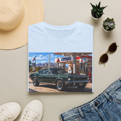 Classic Mustang Gas Station Tee — Retro Muscle Car T-Shirt