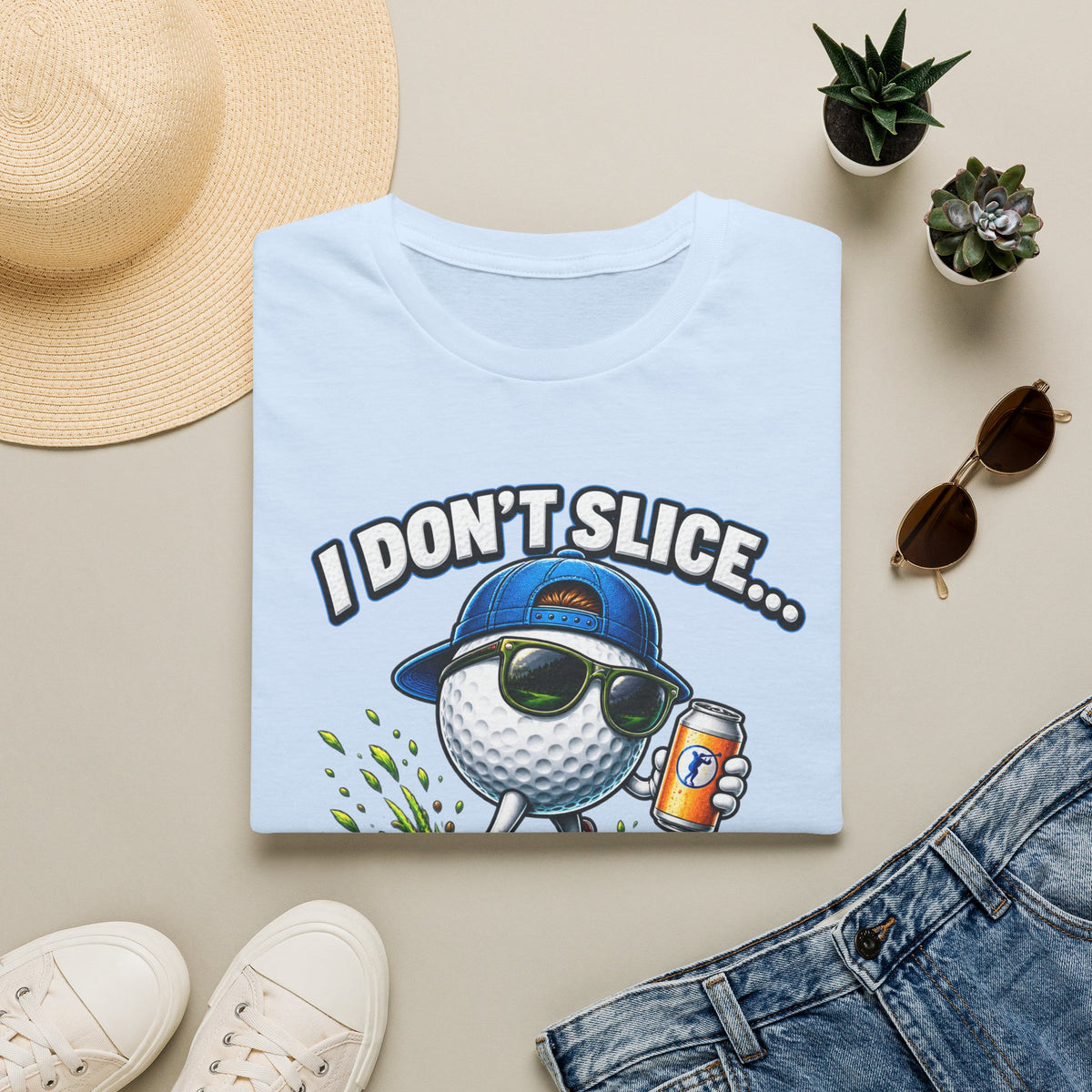 Golf T-Shirt — "I Don't Slice... I Create Scenic Detours" Funny Golfer Tee