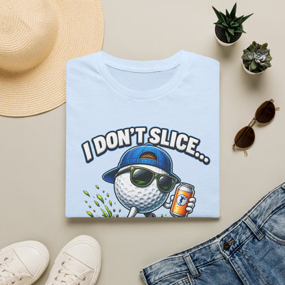 Golf T-Shirt — "I Don't Slice... I Create Scenic Detours" Funny Golfer Tee