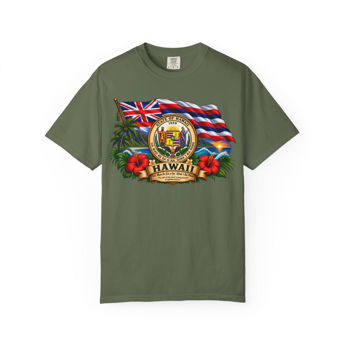 Hawaii State Seal Tee — Vintage Hawaiian Flag & Hibiscus T-Shirt