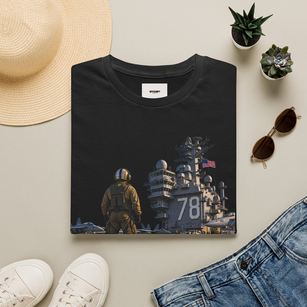 Aircraft Carrier Deck T‑Shirt – Navy Sailor & Carrier 78 Graphic