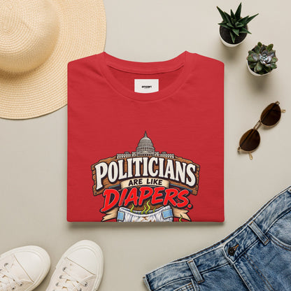 T-Shirt — 'Politicians Are Like Diapers' Funny Political Graphic Tee