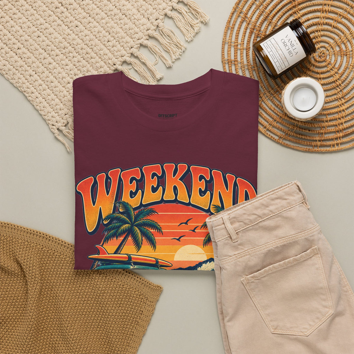 Weekend State of Mind Tee – Retro Surf Van Sunset T-Shirt